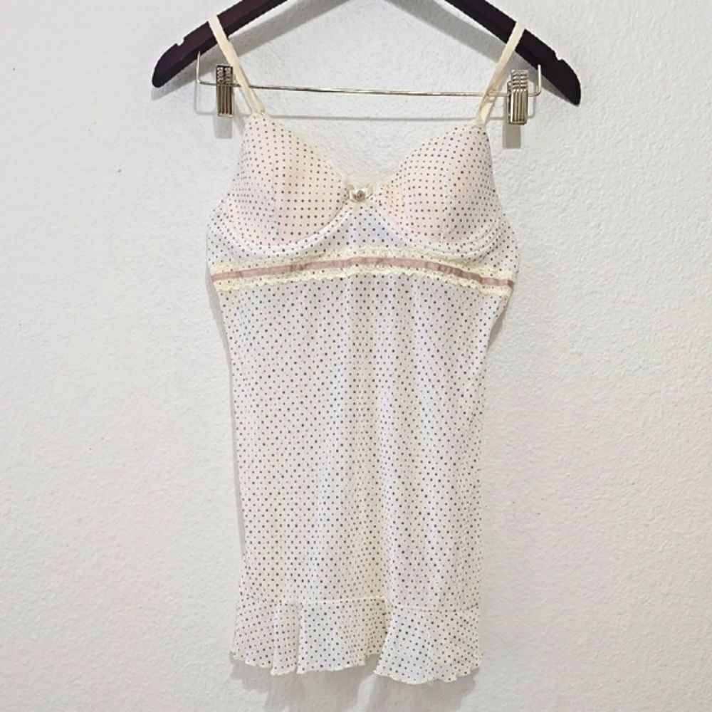 Rampage Cream Chemise with Spaghetti Straps and Sheer Fabric‎